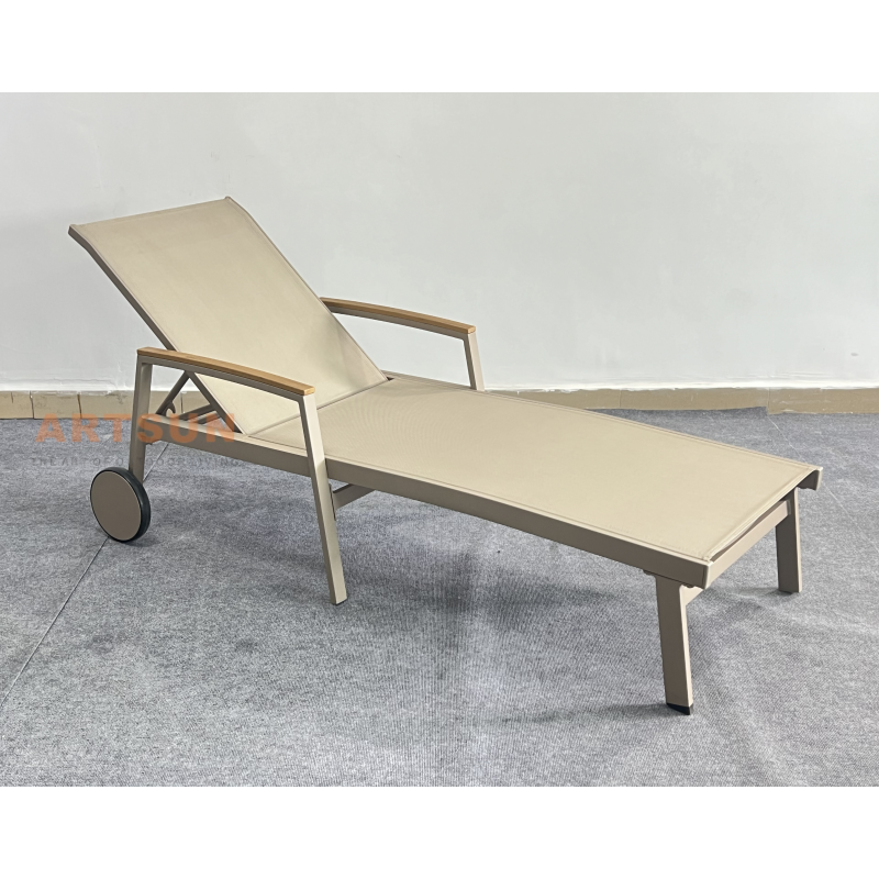 Piscina reclinable al aire libre de aluminio chaise salón con reposabrazos
