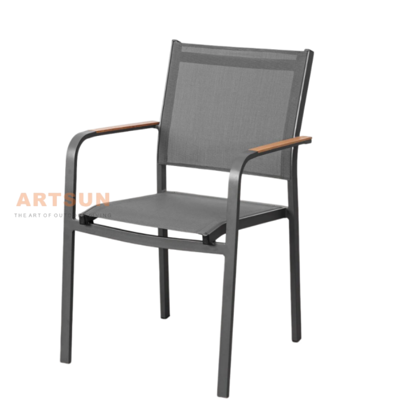 Sillas de comedor apilables de diseño transpirable para patio trasero