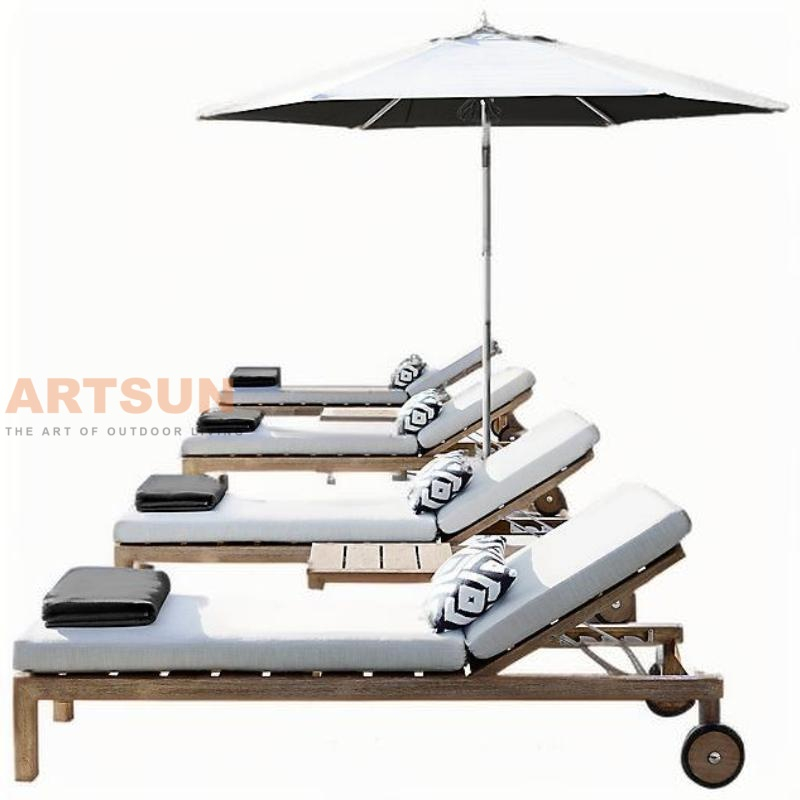 Madera de teca premium RECLINING SUN SOUNGER para Resort