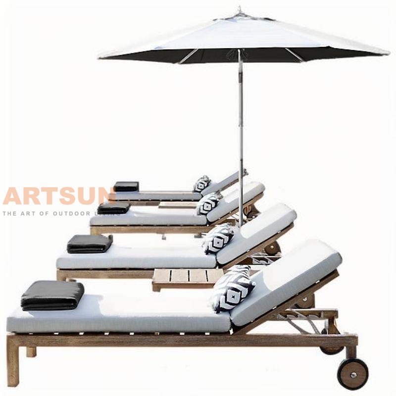 Madera de teca premium RECLINING SUN SOUNGER para Resort