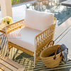 Silla de salón al aire libre Boho moderna con tejido y cojines para todo clima