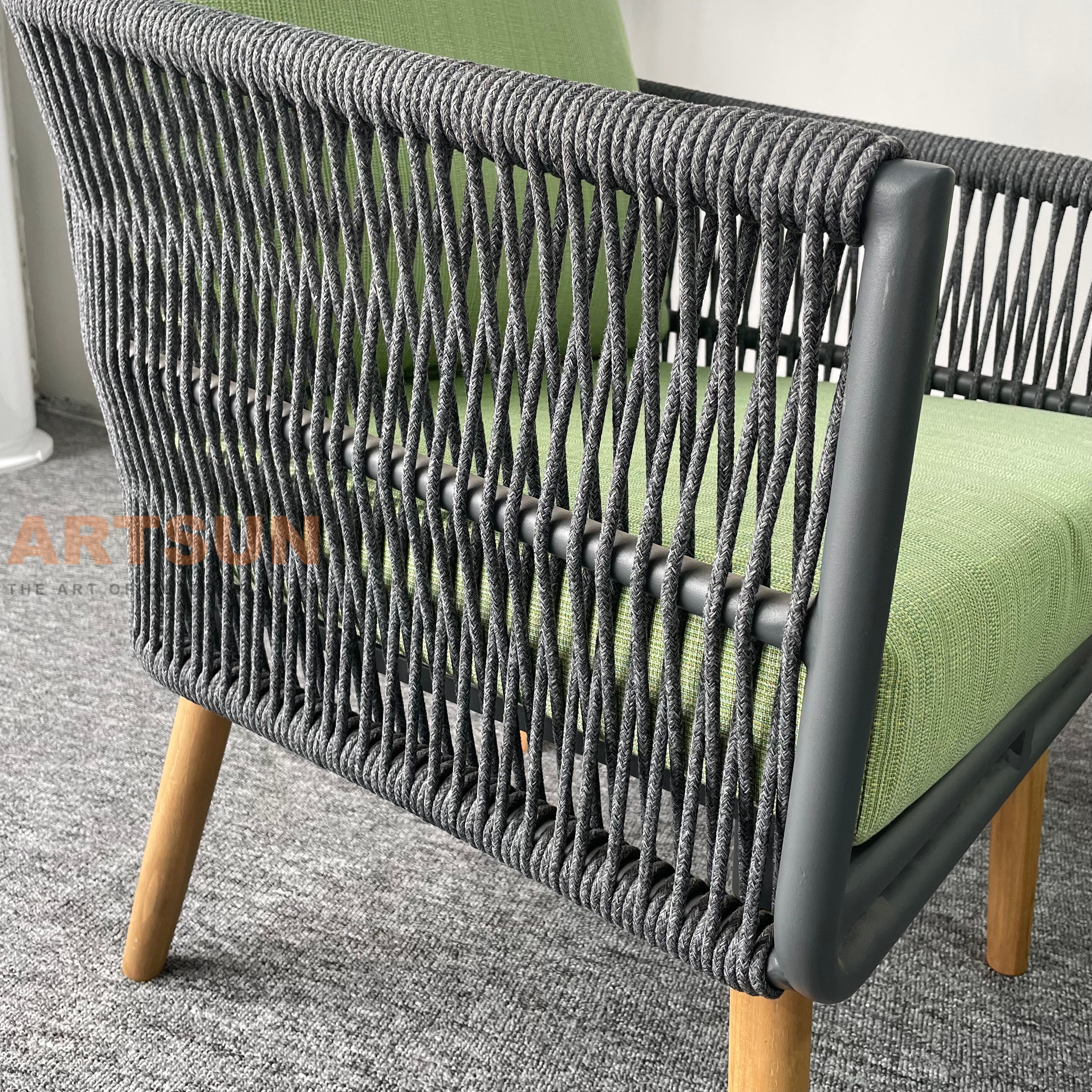 Sofá de jardín liviano de la cuerda tejida más popular para relajación al aire libre