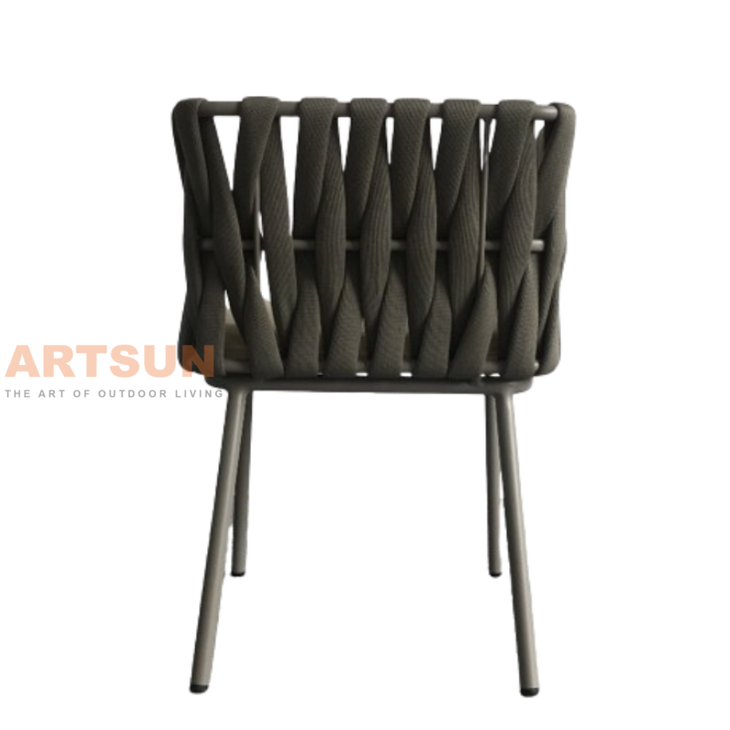 Silla de exterior de aluminio tejida con cuerda de lujo para proyectos de patio, jardín y hotel