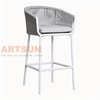 Silla de bar de lujo para exteriores con cuerda tejida a mano y asiento cómodo