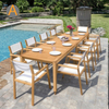 Set de mesa de comedor al aire libre de madera de teca rectangular resistente