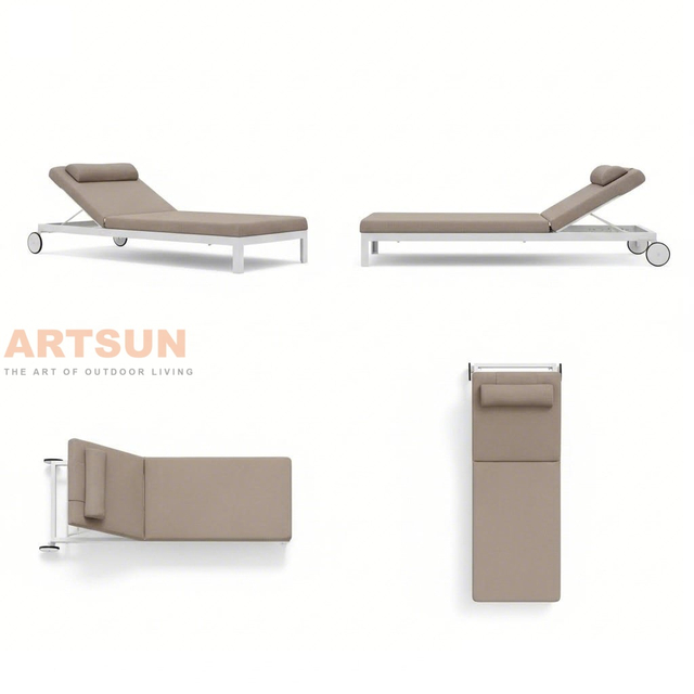 Tumbona de exterior de aluminio de lujo con cojín