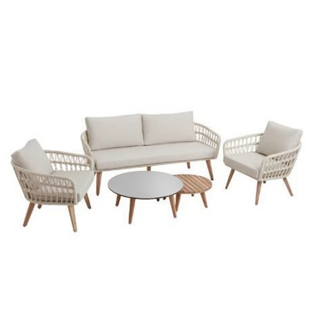 Precio de fábrica set de sofá de patio de esquina de madera de madera