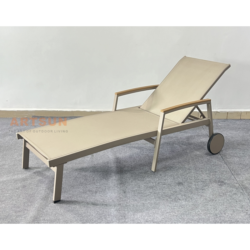Piscina reclinable al aire libre de aluminio chaise salón con reposabrazos
