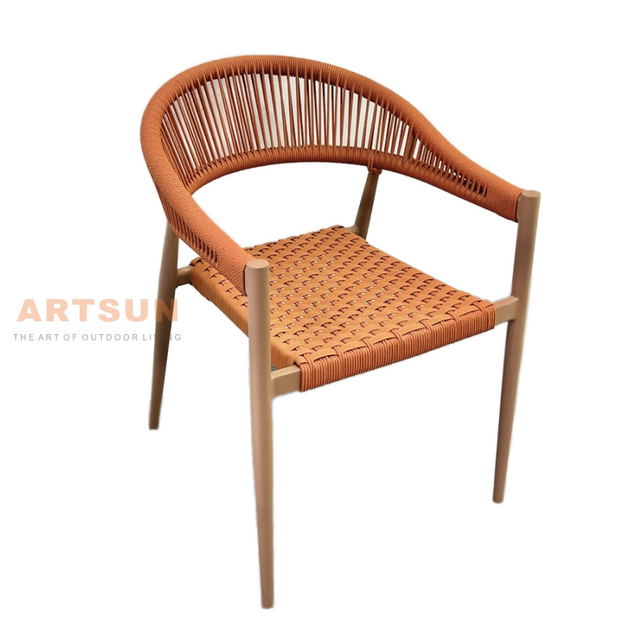 Silla de cuerda al aire libre de tejido de jardín de ratán para cenar al aire libre