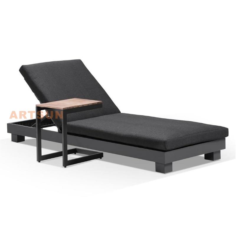 Estilo europeo de aluminio al aire libre Sun Bed solar con mesa auxiliar