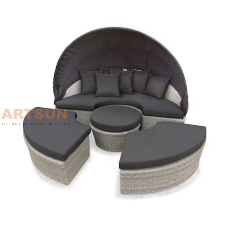 Muebles de aire de diseño seccional de la cama de ratán de gran tamaño