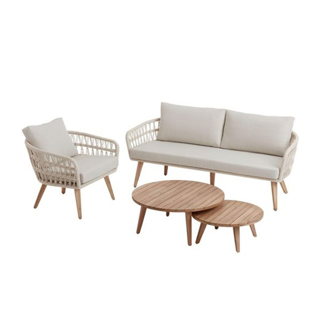 Precio de fábrica set de sofá de patio de esquina de madera de madera