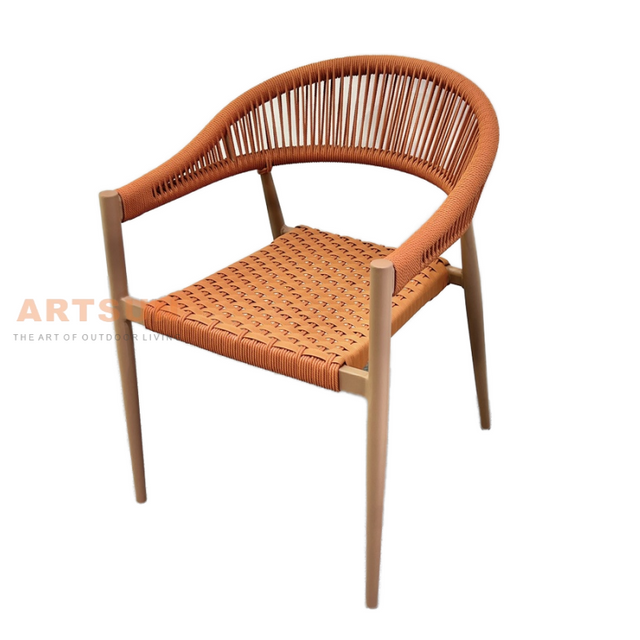 Silla de cuerda al aire libre de tejido de jardín de ratán para cenar al aire libre