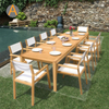 Set de mesa de comedor al aire libre de madera de teca rectangular resistente