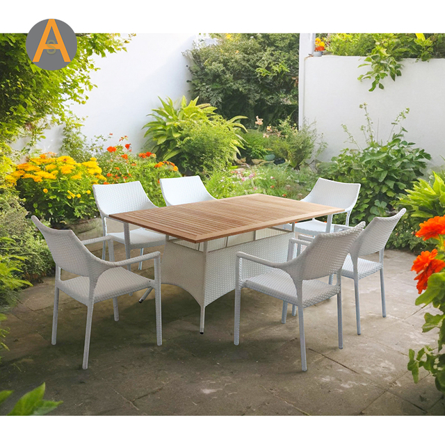 Juego de mesa de jardín de mimbre de ratán de alto rendimiento