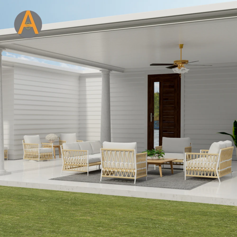 Silla de salón al aire libre Boho moderna con tejido y cojines para todo clima