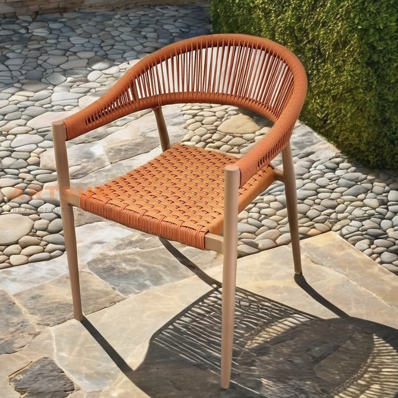 Silla de cuerda al aire libre de tejido de jardín de ratán para cenar al aire libre