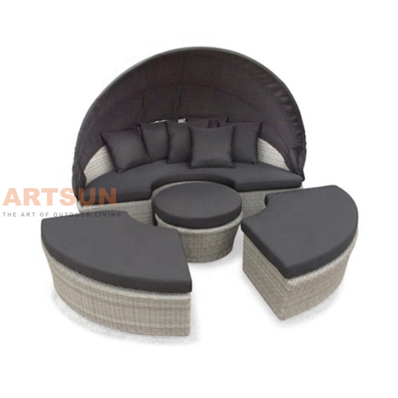 Muebles de aire de diseño seccional de la cama de ratán de gran tamaño