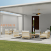 Silla de salón al aire libre Boho moderna con tejido y cojines para todo clima