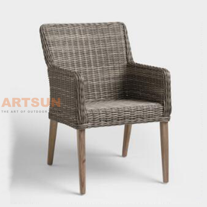  Silla de mimbre de jardín al aire libre para terraza en el patio trasero