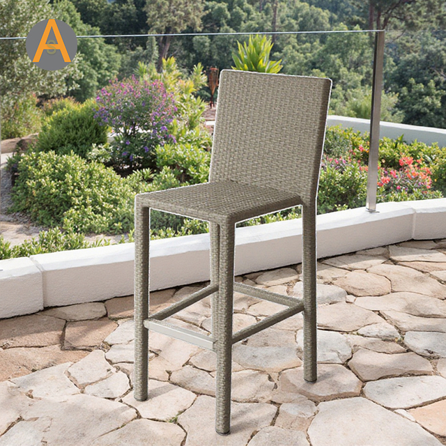Fábrica directa de mimbre rattan silla de bar alto para al aire libre