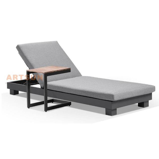 Estilo europeo de aluminio al aire libre Sun Bed solar con mesa auxiliar