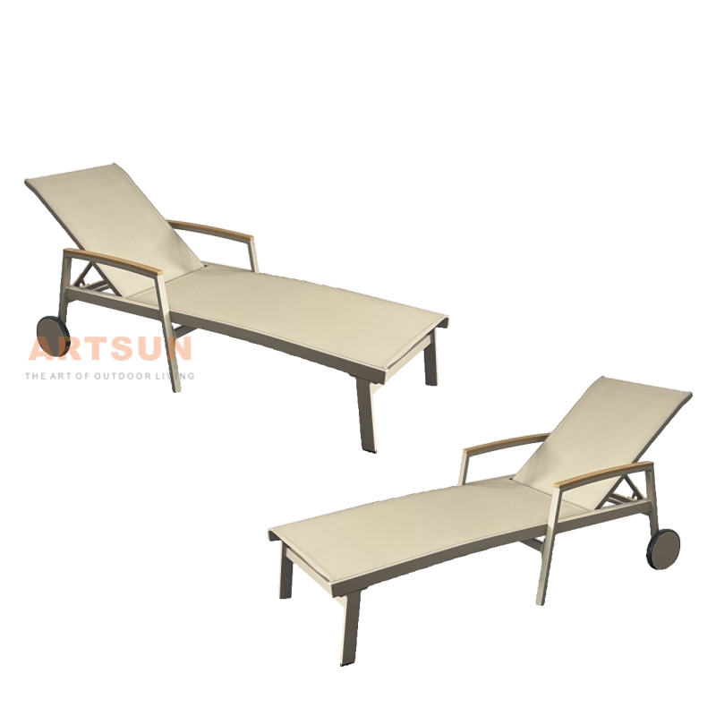 Piscina reclinable al aire libre de aluminio chaise salón con reposabrazos