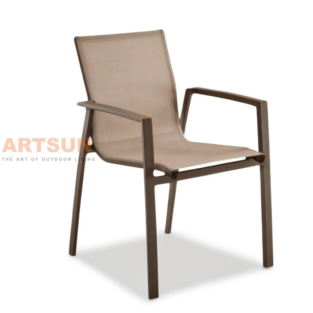Sillas de comedor apilables de diseño transpirable para jardín al aire libre