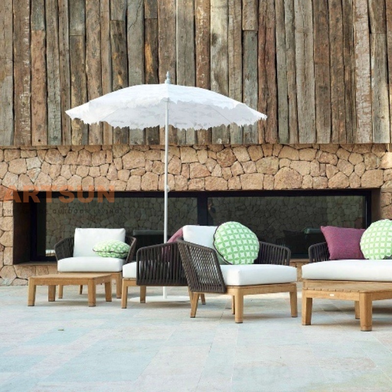 Sillón moderno para sofá de patio con estructura y cojines resistentes a la intemperie