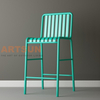Silla de bar de aluminio para exteriores con diseño de respaldo de listones para proyectos comerciales de bares de patio modernos