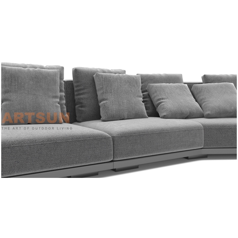 Sofá modular moderno para exterior con mesa auxiliar en diseño curvo de lujo