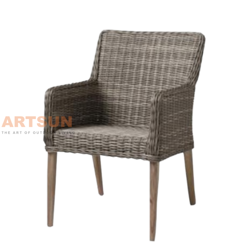  Silla de mimbre de jardín al aire libre para terraza en el patio trasero