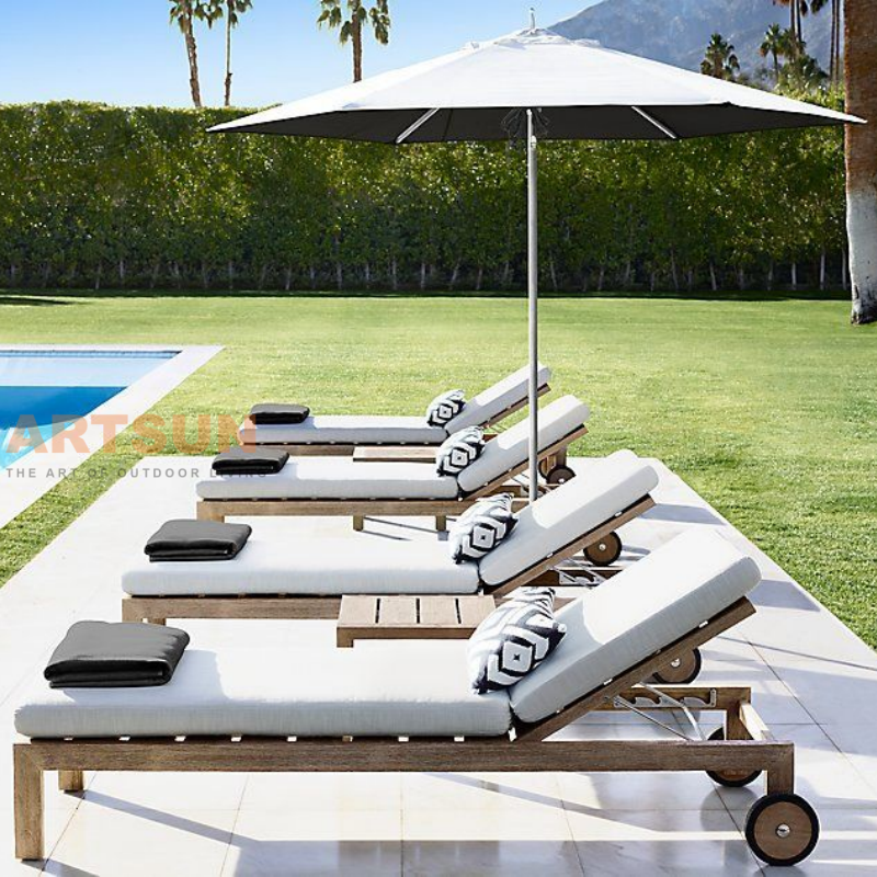 Madera de teca premium RECLINING SUN SOUNGER para Resort