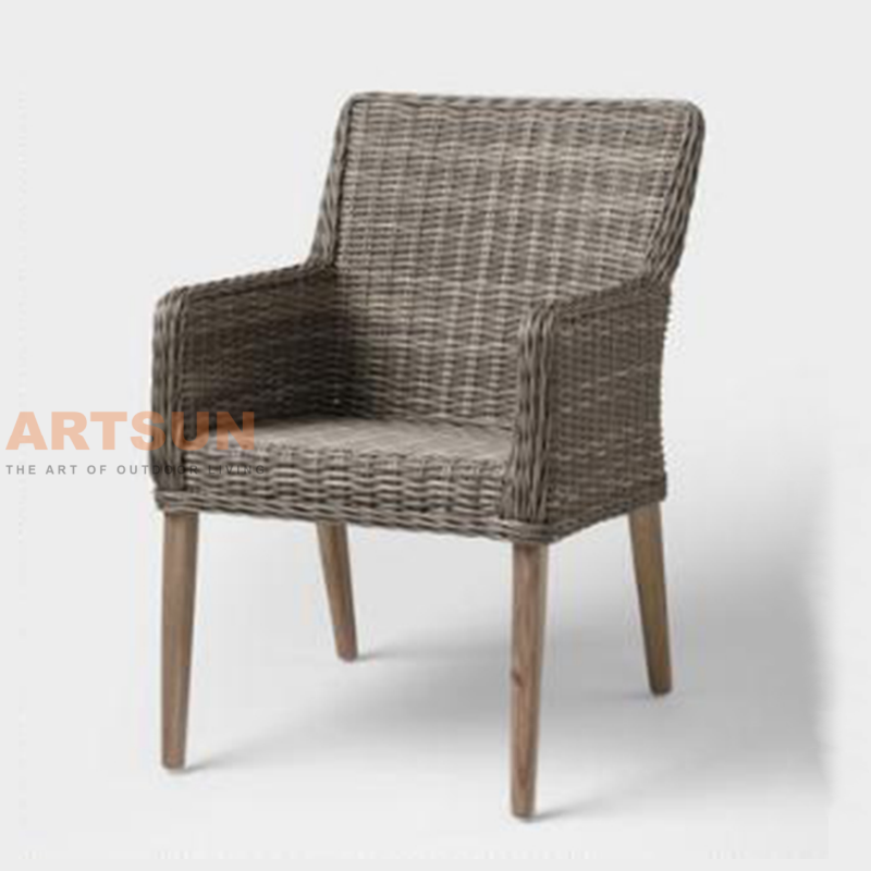  Silla de mimbre de jardín al aire libre para terraza en el patio trasero