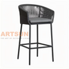 Silla de bar de lujo para exteriores con cuerda tejida a mano y asiento cómodo
