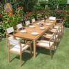Set de mesa de comedor al aire libre de madera de teca rectangular resistente