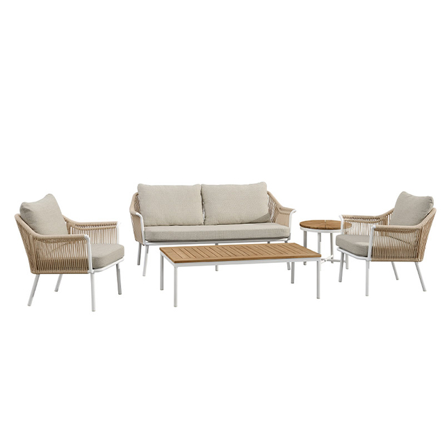 Muebles al aire libre muebles de cuerda tejido 4pcs set de jardín de jardín