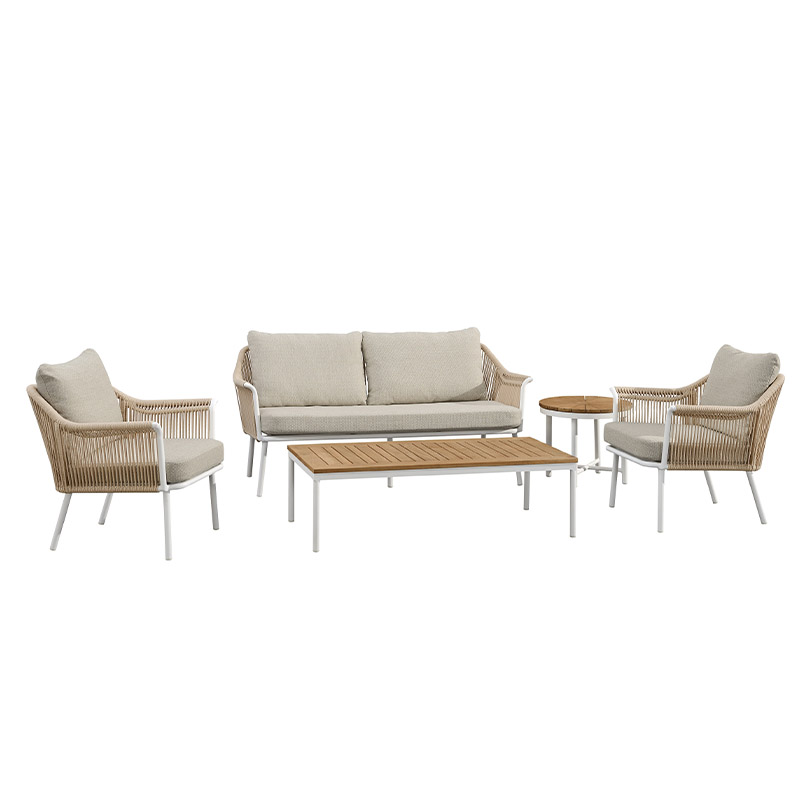Muebles al aire libre muebles de cuerda tejido 4pcs set de jardín de jardín