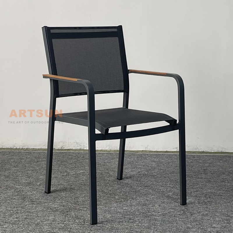 Sillas de comedor apilables de diseño transpirable para patio trasero