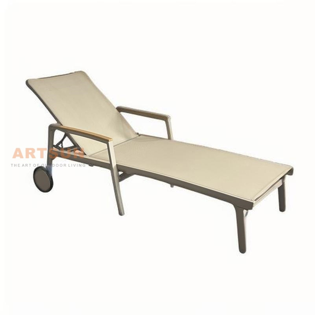 Piscina reclinable al aire libre de aluminio chaise salón con reposabrazos