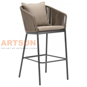 Silla de mostrador de cuerda para exteriores duradera con estructura resistente a la intemperie