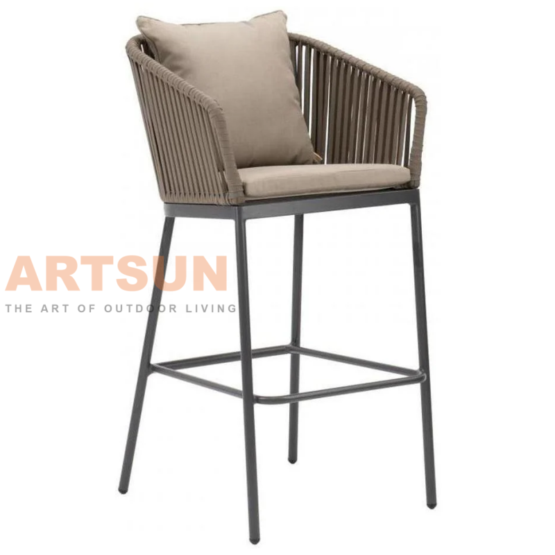 Silla de mostrador de cuerda para exteriores duradera con estructura resistente a la intemperie