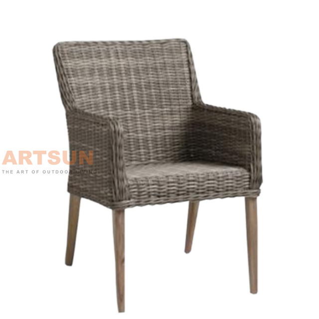  Silla de mimbre de jardín al aire libre para terraza en el patio trasero