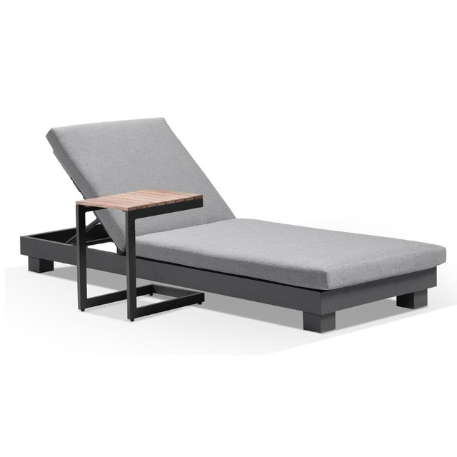 Linga de teca de aluminio de estilo europeo Bed de sol al aire libre