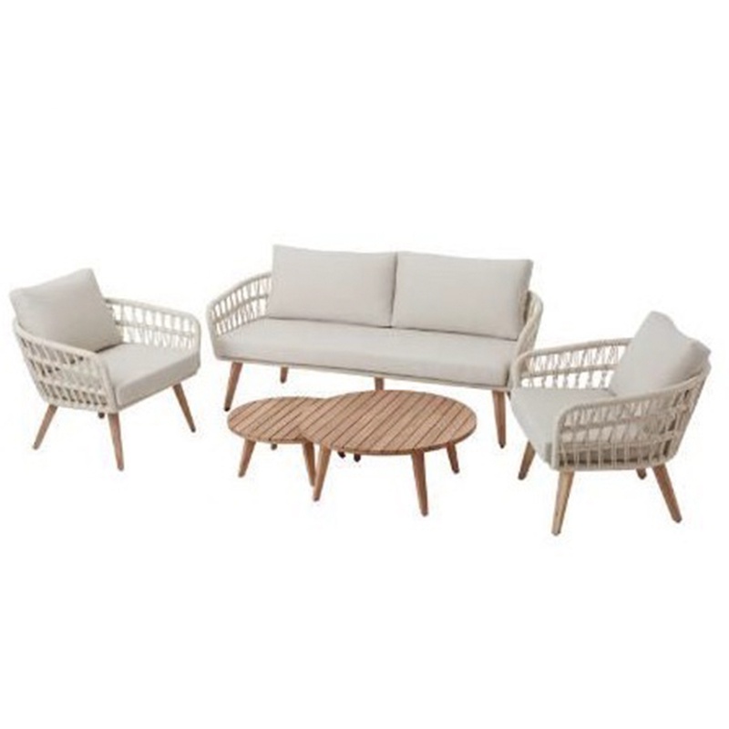Precio de fábrica set de sofá de patio de esquina de madera de madera
