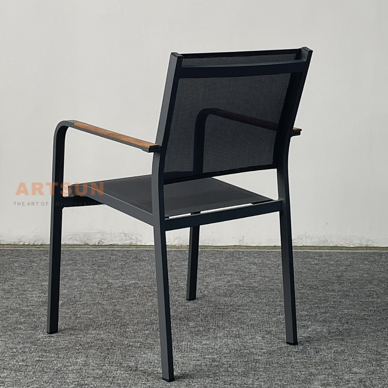 Sillas de comedor apilables de diseño transpirable para patio trasero