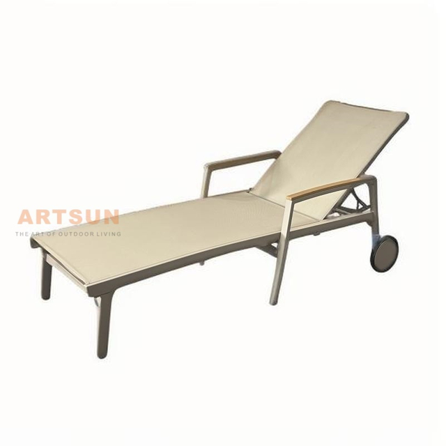 Piscina reclinable al aire libre de aluminio chaise salón con reposabrazos