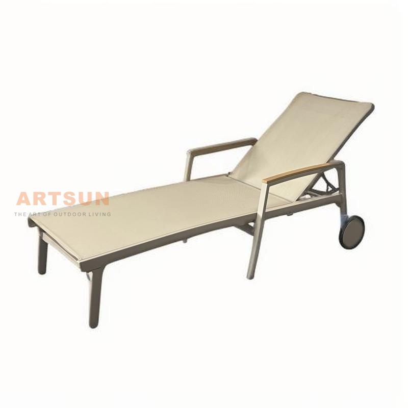 Piscina reclinable al aire libre de aluminio chaise salón con reposabrazos
