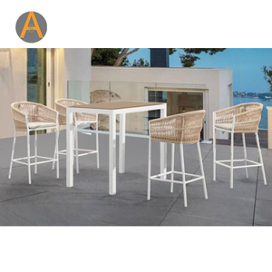 Set de mesa de barra de balcón de patio tejido de cuerda más favorable