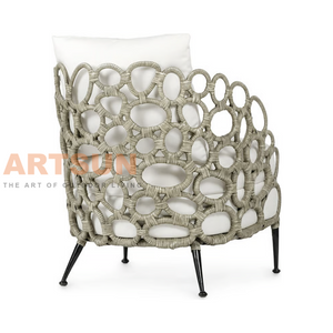 Sofá de cuerda sintética tejida al aire libre para el vestíbulo del hotel de cinco estrellas